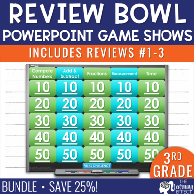 3rd Grade Math Review #1-3 Game Shows End of Year BUNDLE