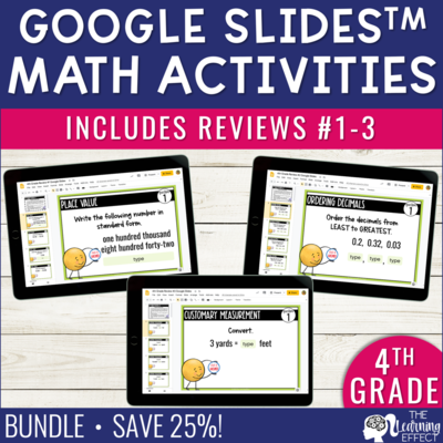 4th Grade Math Review #1-3 Google Slides End of Year BUNDLE 4th Grade Math Review #1-3 Google Slides End of Year BUNDLE