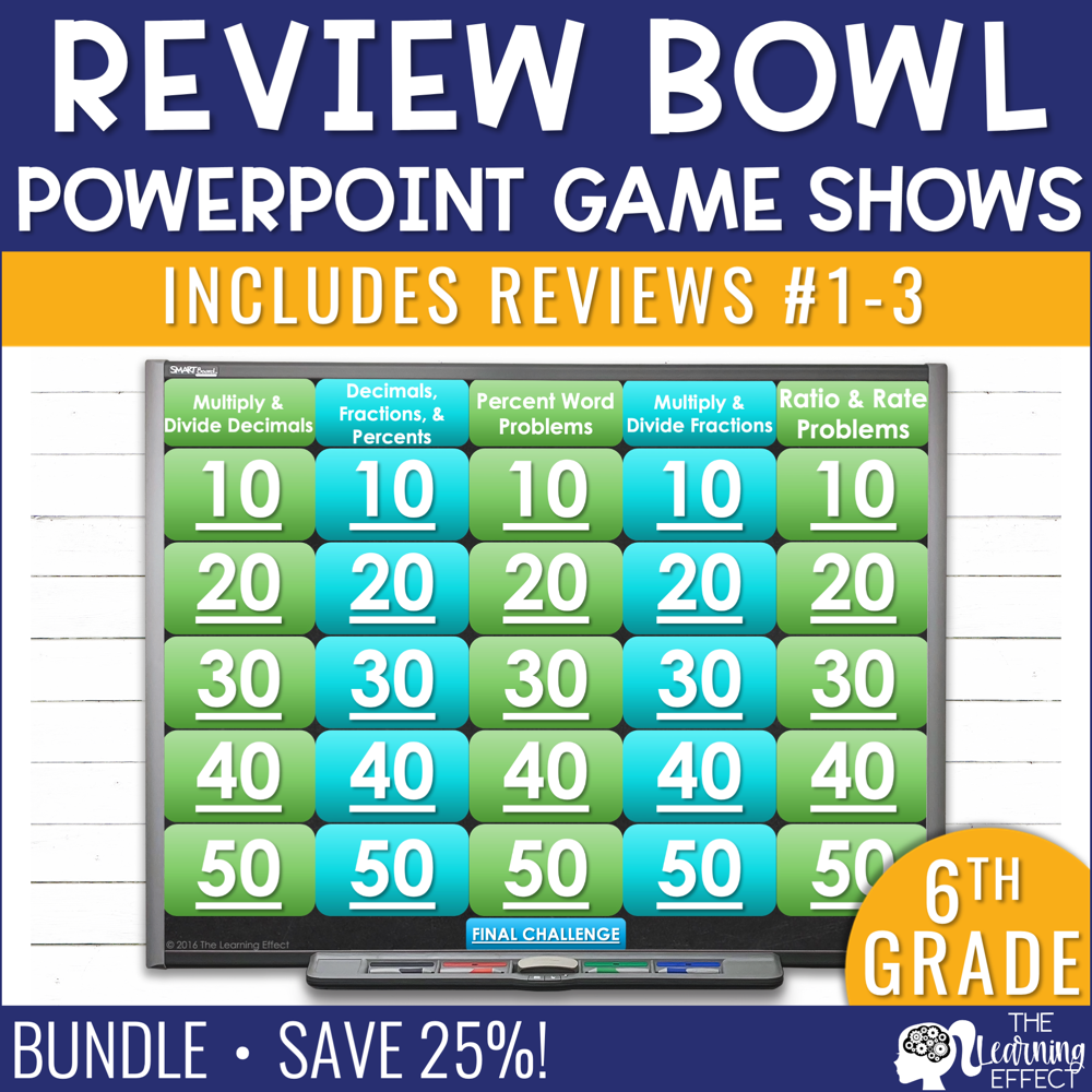 6th Grade Math Review 1-3 Game Shows End of Year BUNDLE | Shop • The