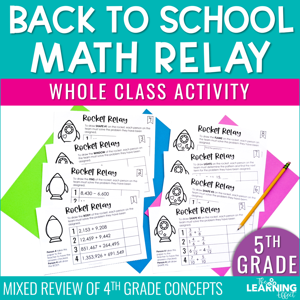 Back to School Math Game for 5th Grade