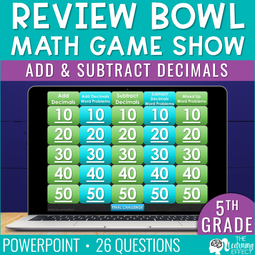 Add and Subtract Decimals Game Show | 5th Grade Math