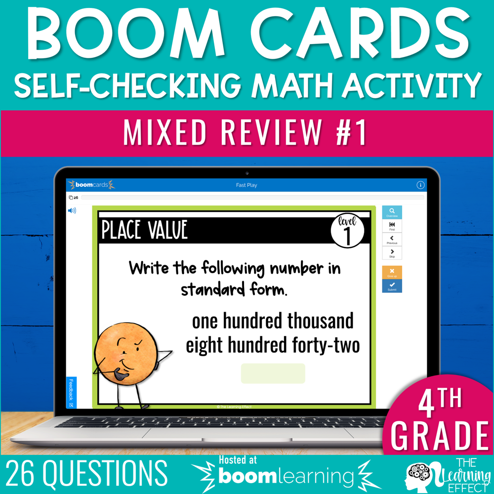 4th Grade Math Review #1 Boom Cards End of Year | Digital Activity