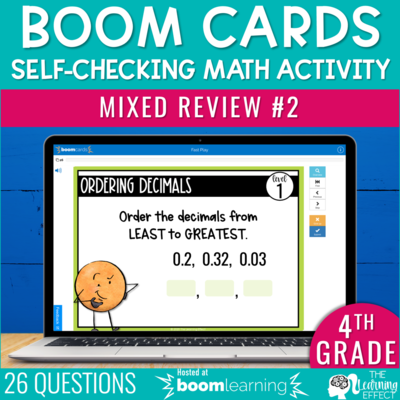 4th Grade Math Review #2 Boom Cards End of Year | Digital Activity