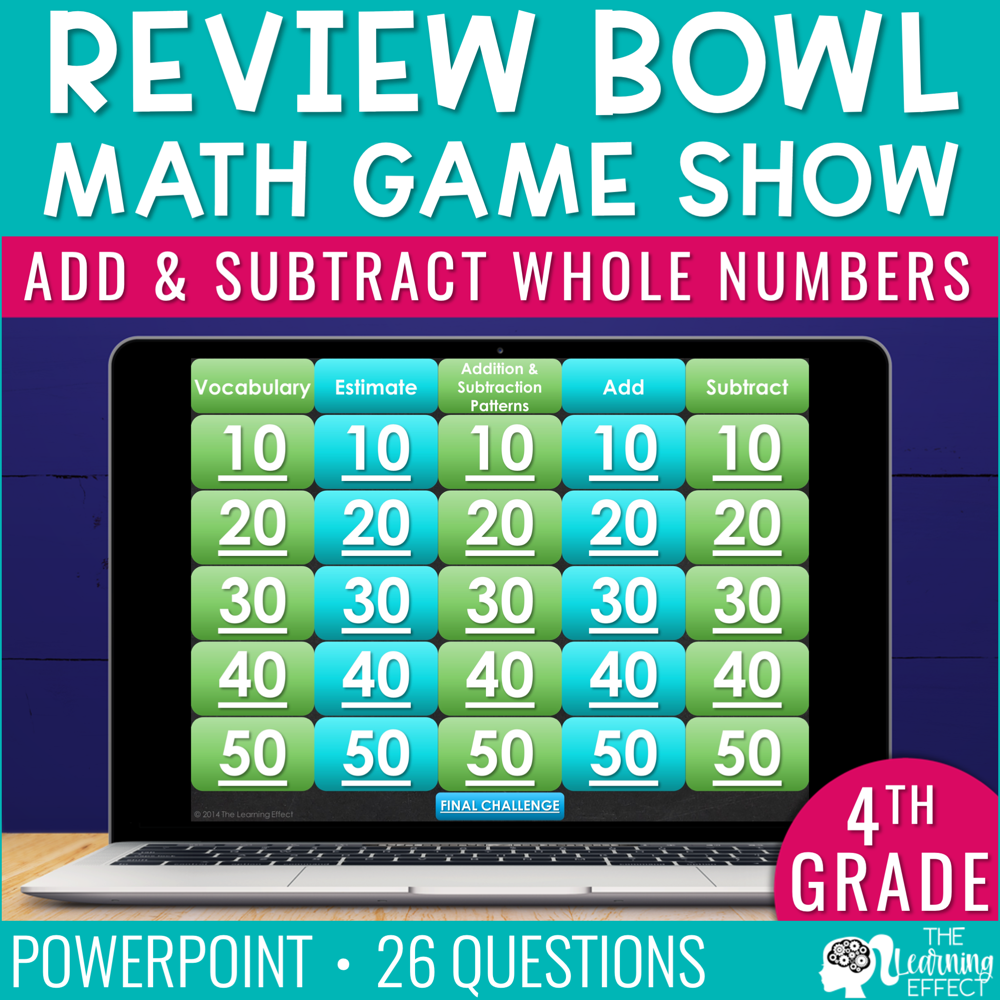 Add And Subtract Whole Numbers Game Show | 4Th Grade | Shop • The Learning Effect