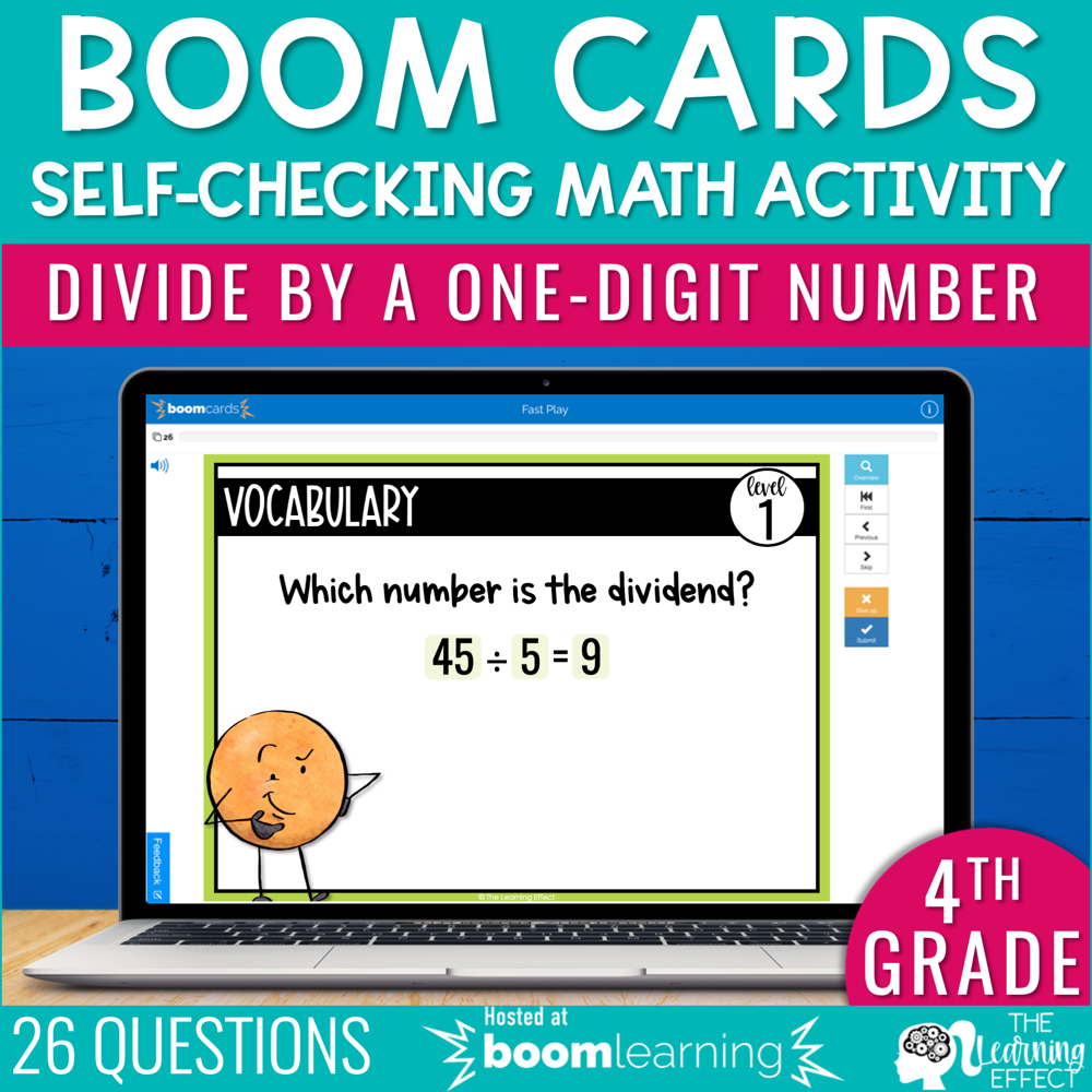 Divide by a One-Digit Number Boom Cards | 4th Grade Digital Math Activity