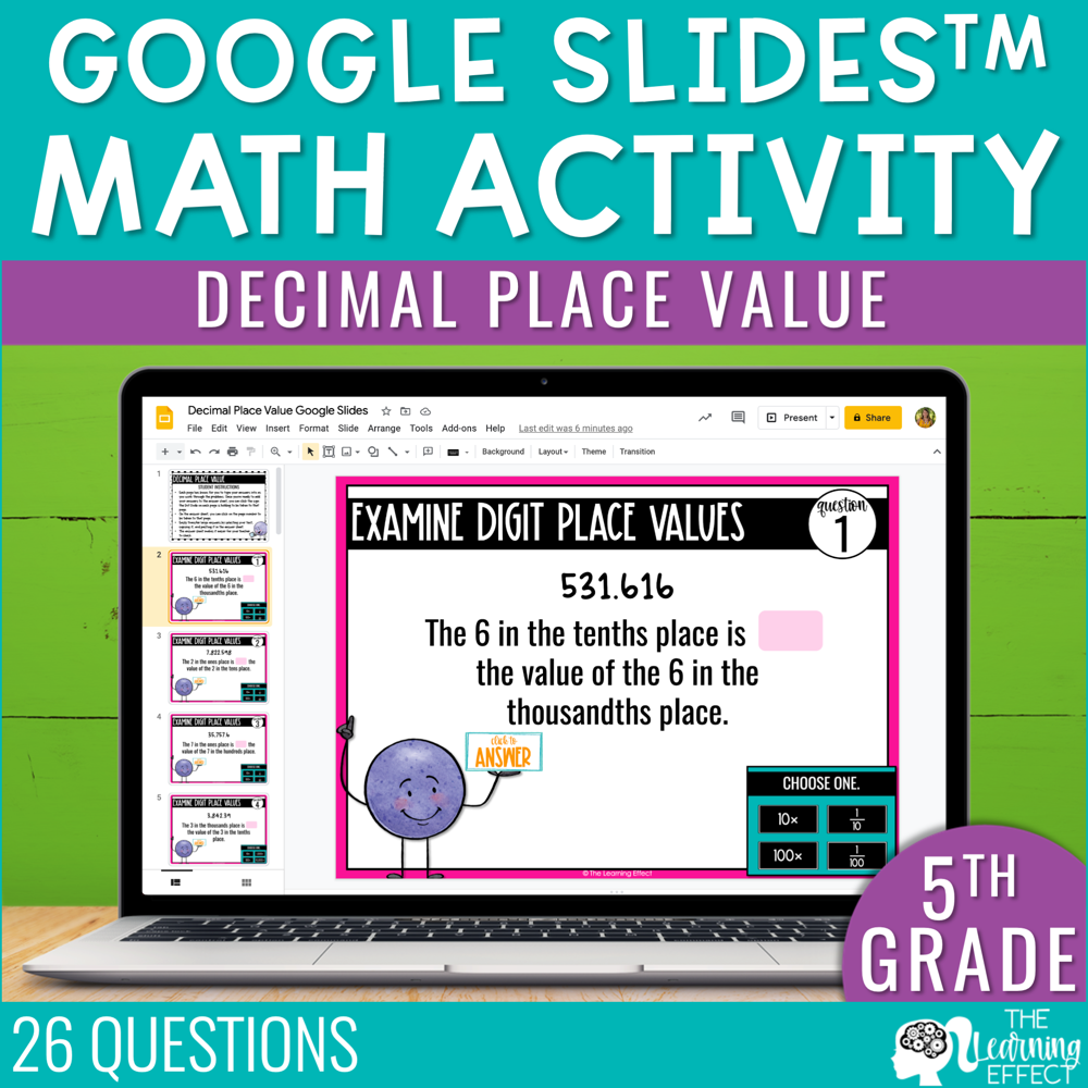 Decimal Place Value Google Slides | 5th Grade Digital Math Activity