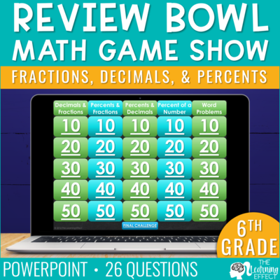 Fractions Decimals Percents Game Show | 6th Grade Math
