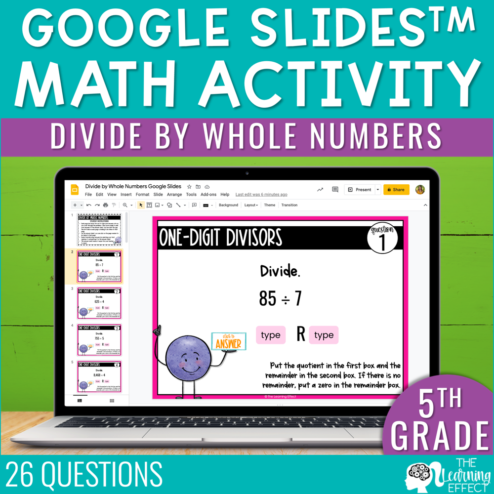 Divide by Whole Numbers Google Slides | 5th Grade Digital Math Activity