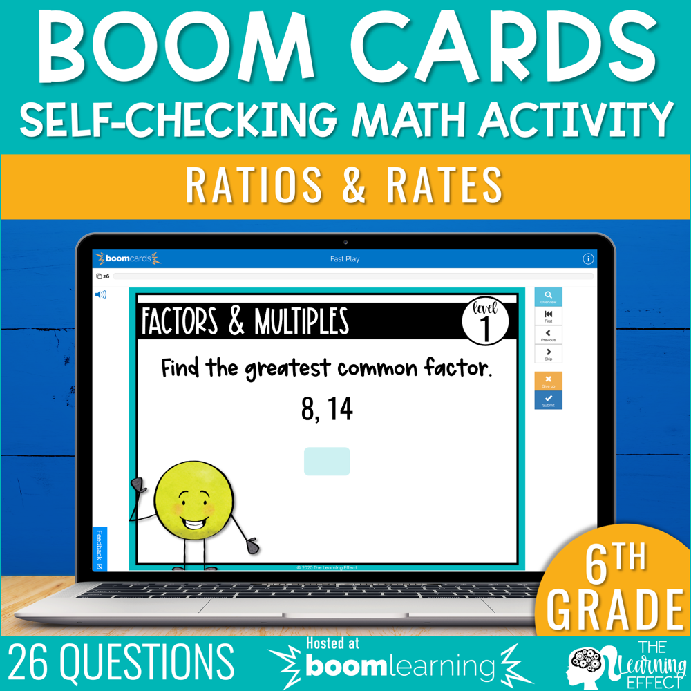 Ratios and Rates Boom Cards | 6th Grade Digital Math Activity