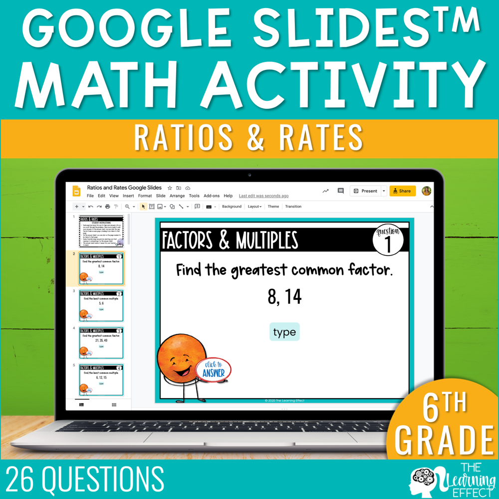 Ratios and Rates Google Slides | 6th Grade Digital Math Activity