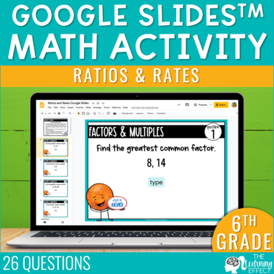 Ratios and rates google slides | 6th grade math review test prep activity