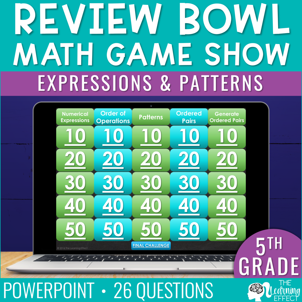 Expressions and Patterns Game Show | 5th Grade Math