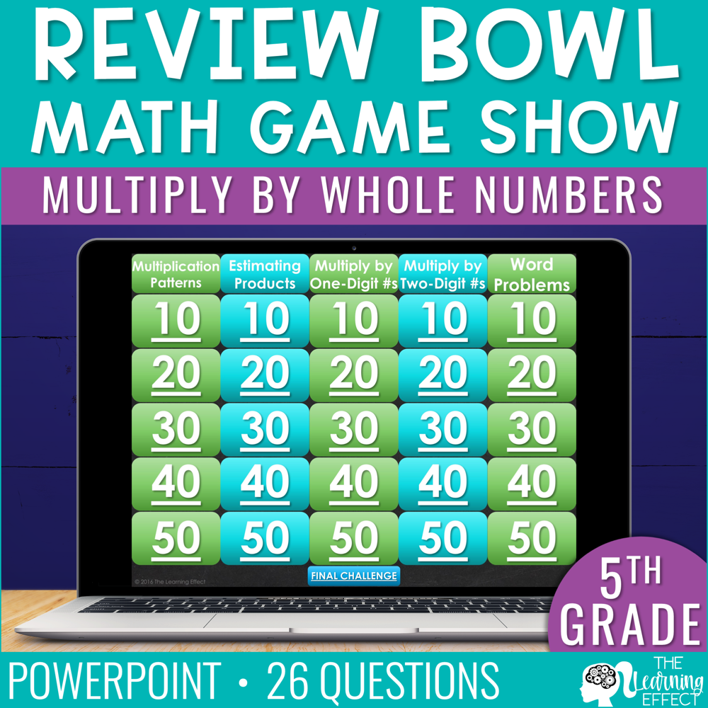 Multiply by Whole Numbers Game Show | 5th Grade Math