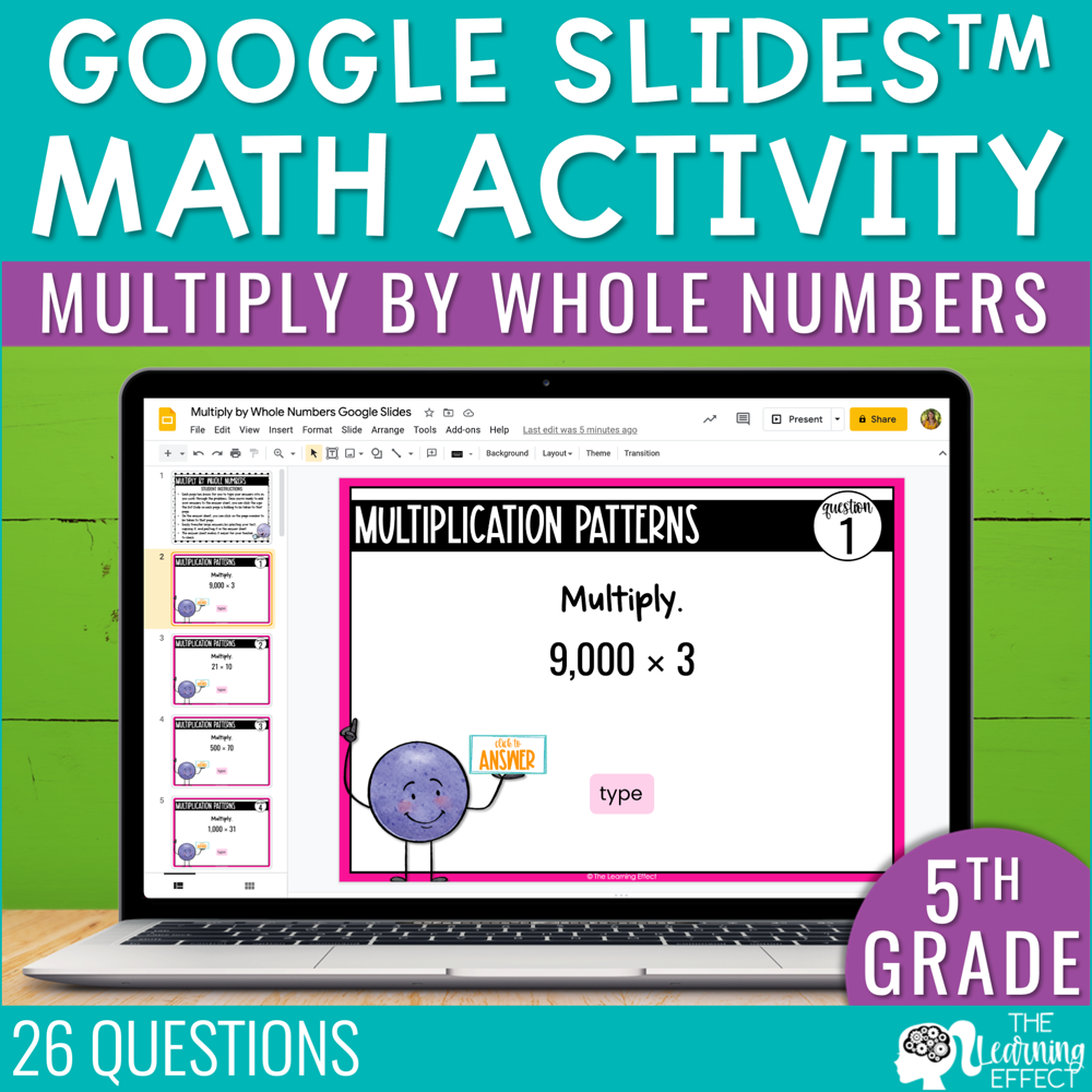 Multiply by Whole Numbers Google Slides | 5th Grade Digital Math Activity