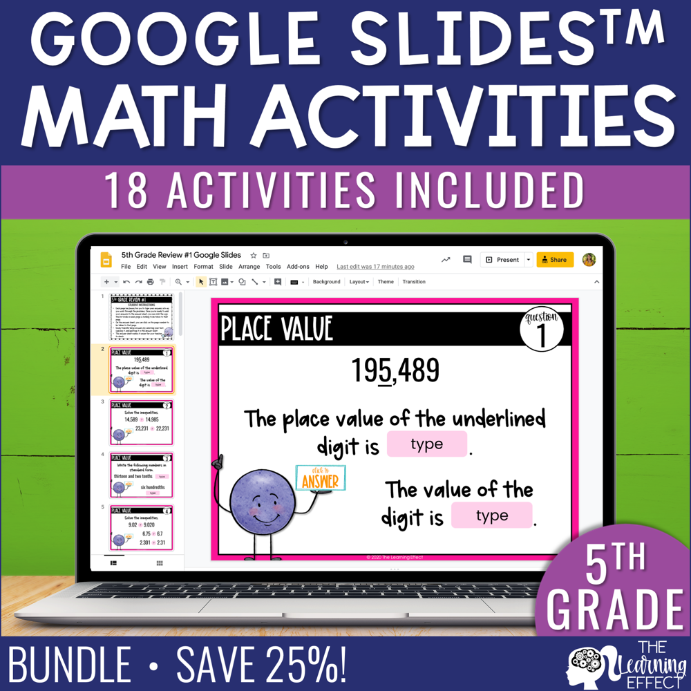 5th Grade Math Google Slides Digital Activity BUNDLE