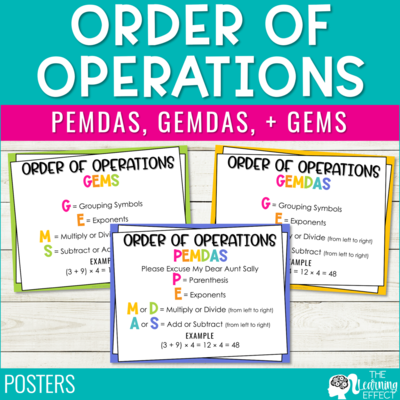 Order of Operations Posters | PEMDAS GEMDAS GEMS