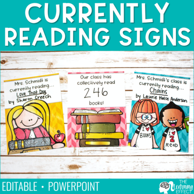 Currently reading signs | editable posters | classroom or door display