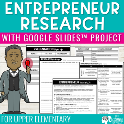 Entrepreneur research project with google slides presentation