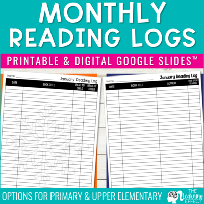 Monthly Reading Logs | Printable and Digital
