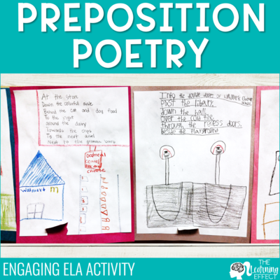 Preposition poetry activity | ela grammar project | upper elementary writing