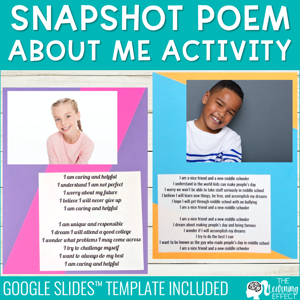 Student Snapshot Poem About Me Activity | Digital Google Slides
