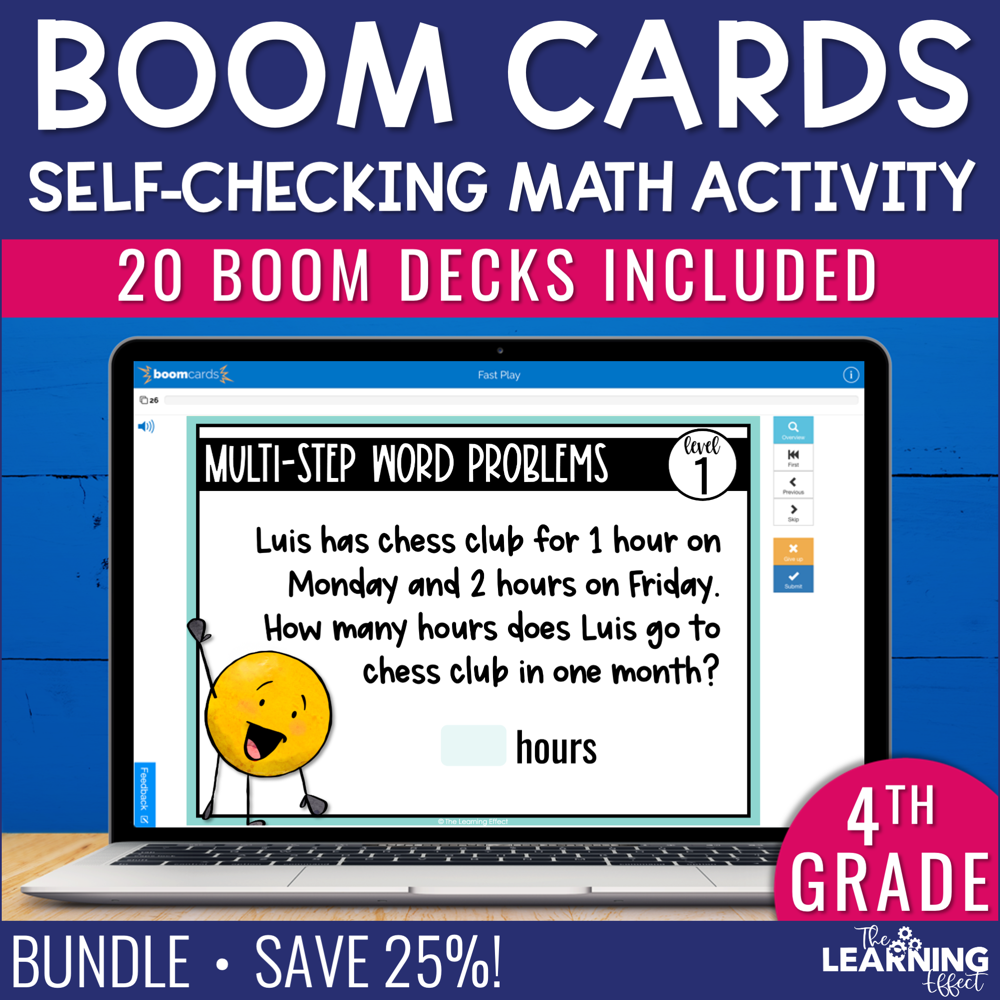 4th Grade Math Boom Cards Digital Activity BUNDLE