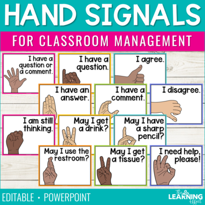 Hand Signals for Classroom Management | Editable