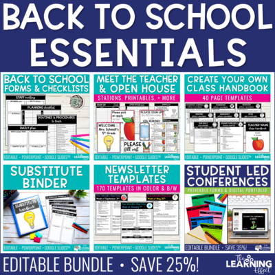 Back to School Forms, Printables, Checklists, Templates Editable BUNDLE Back to School Forms, Printables, Checklists, Templates Editable BUNDLE