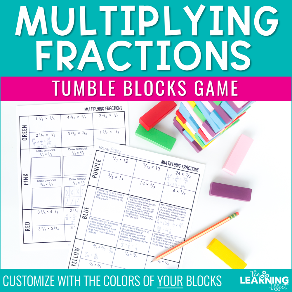 Multiplying Fractions Tumble Blocks Game