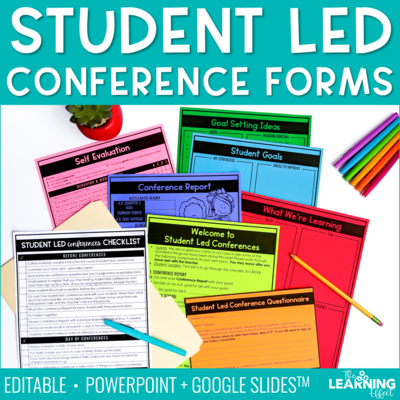 Student Led Conference Forms Editable | Printable and Google Slides