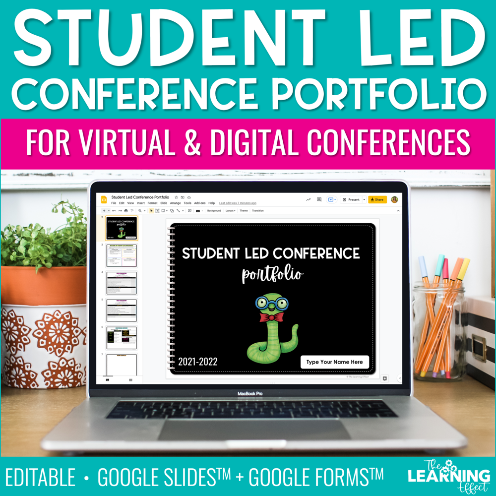 Student Led Conference Google Slides | Editable Digital Portfolio
