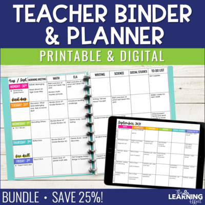 Editable Teacher Planner Binder BUNDLE | Printable & Digital | FREE Updates