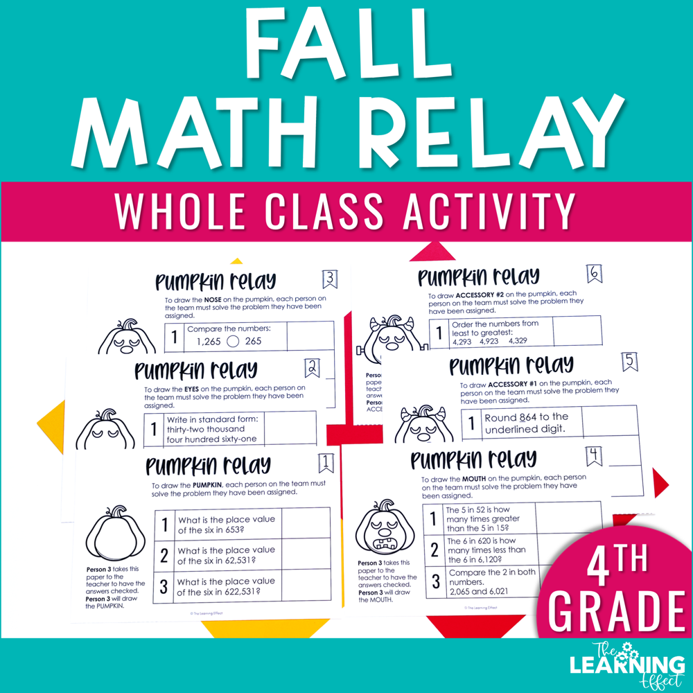 Fall Math Game for 4th Grade