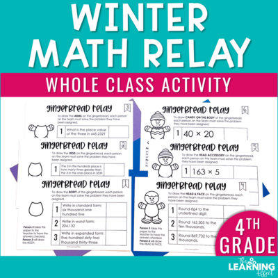 Winter Math Game for 4th Grade