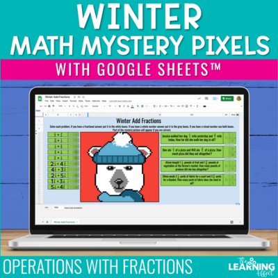 Winter Math Activities Digital Mystery Pixel Art Google Sheets