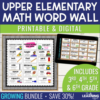 Upper Elementary Math Word Walls GROWING BUNDLE | Printable and Digital