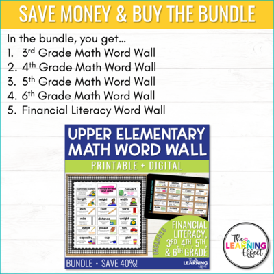 6th Grade Math Word Wall Printable and Digital | Shop • The Learning Effect