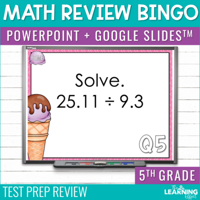 5th Grade Math Review Bingo Game | Print + Digital Test Prep Activity