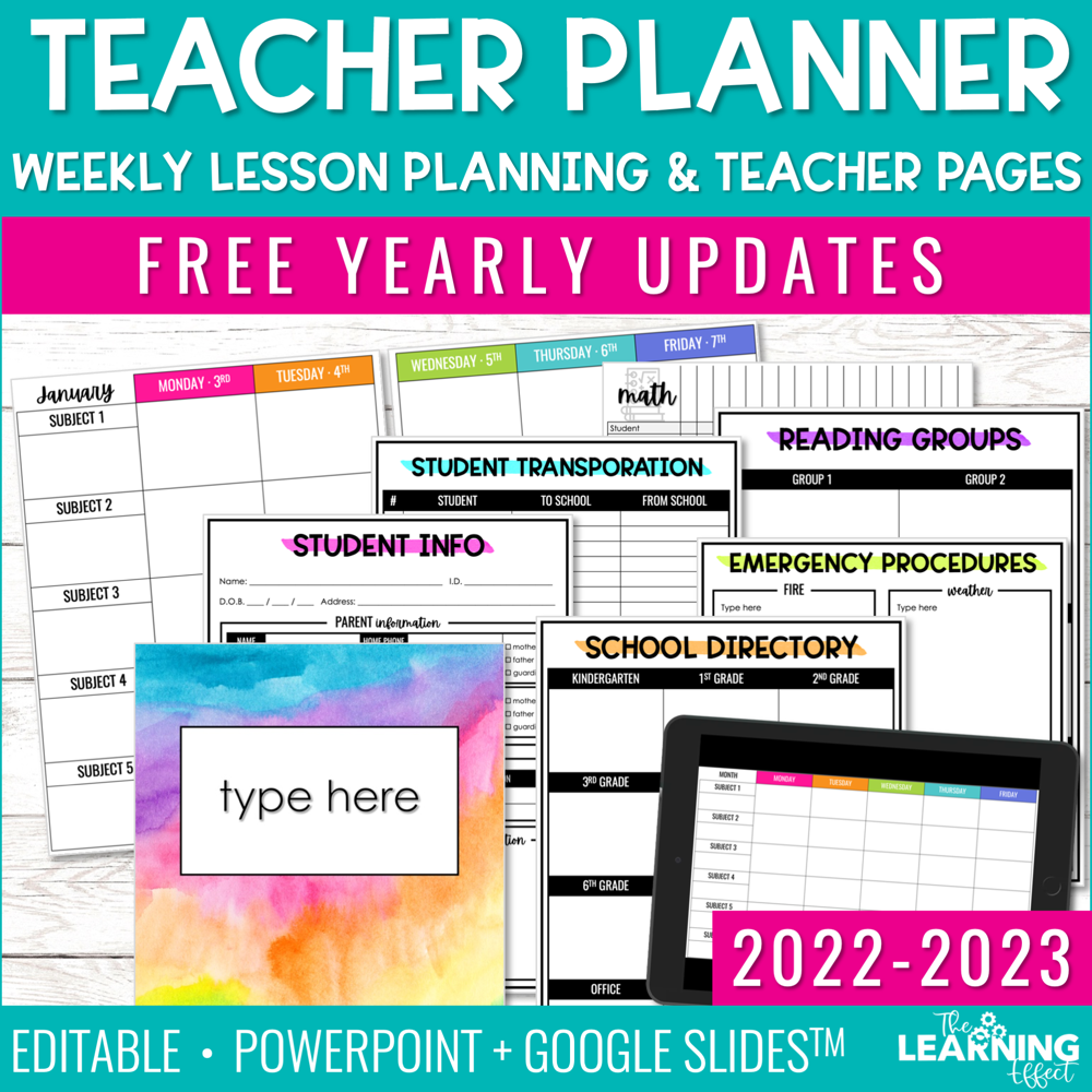 Editable Weekly Lesson Plan Templates 2022-2023 | Teacher Planner Pages & Forms