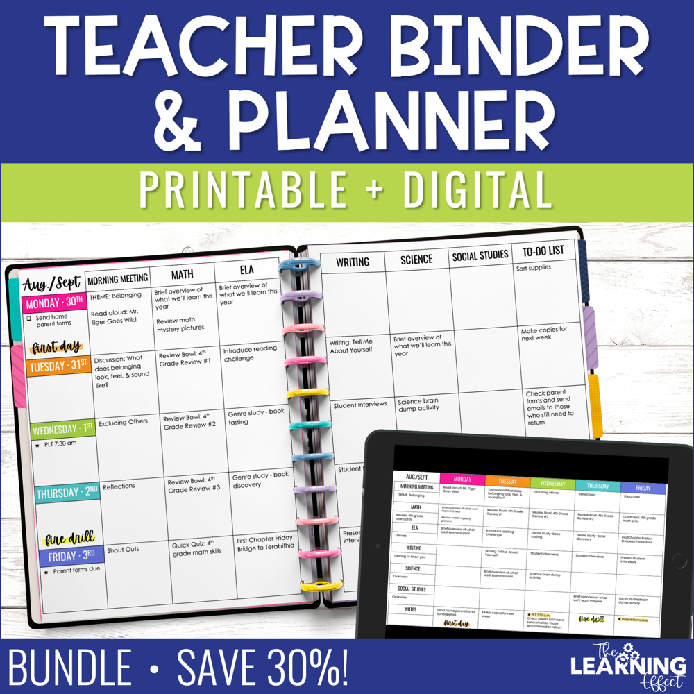 Editable Teacher Binder | Printable and Digital Teacher Planner | BUNDLE