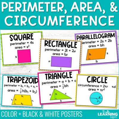Perimeter Area Circumference Formula Posters | Anchor Chart