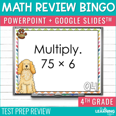 4th Grade Math Review Bingo Game | Print + Digital Test Prep Activity