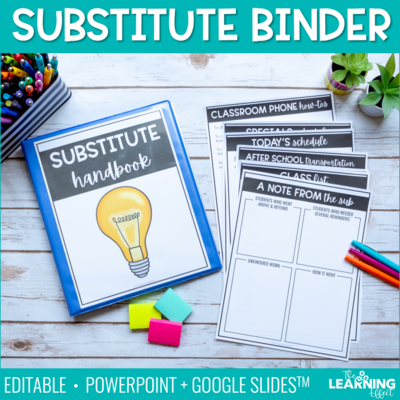 Substitute Binder Templates | Editable Print and Digital
