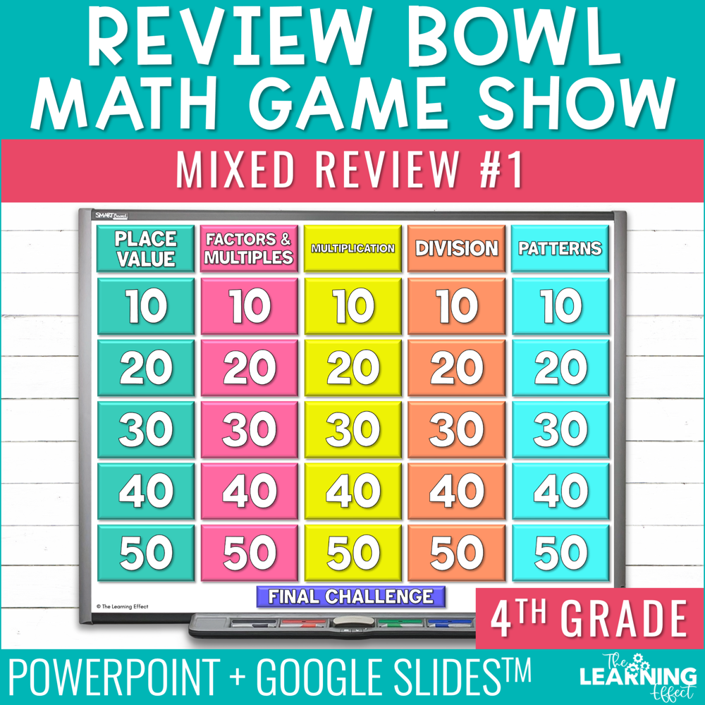 4th Grade Math Review #1 Game Show | End of Year Test Prep Activity