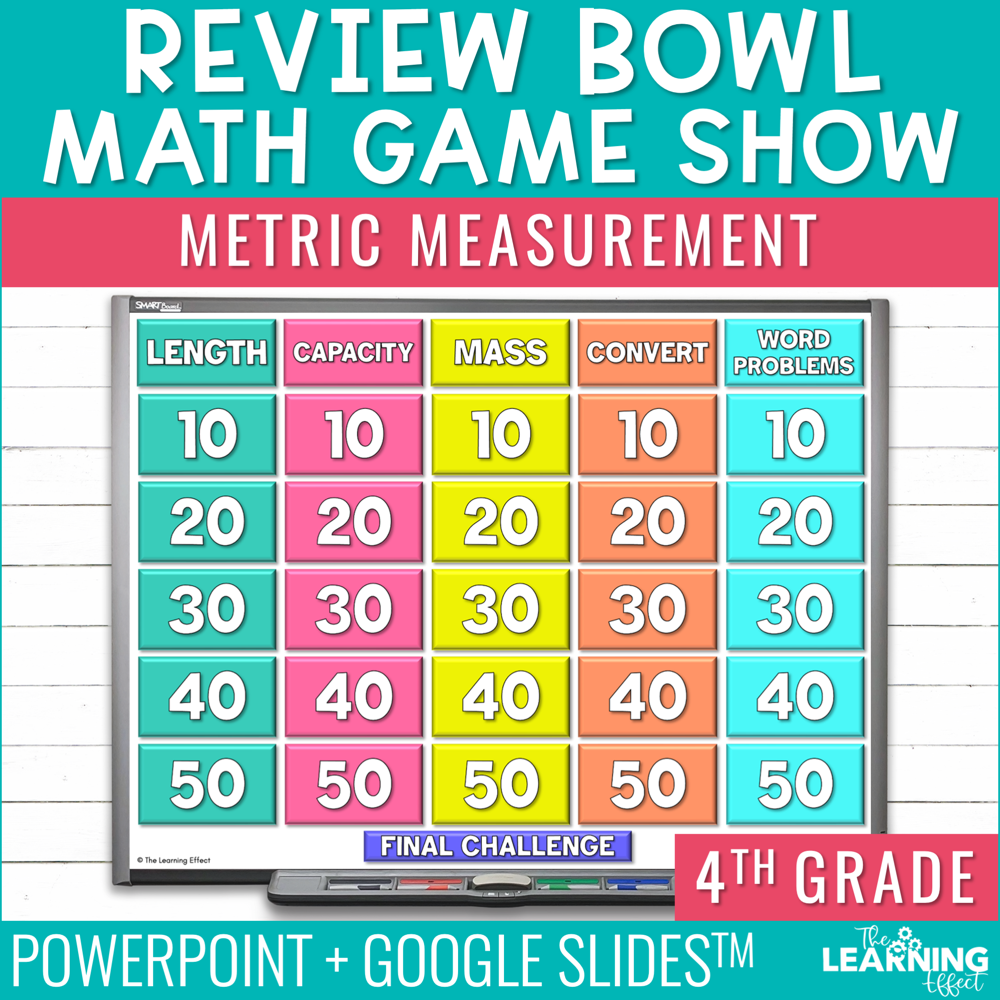 Metric Measurement Game Show | 4th Grade Math Test Prep Activity