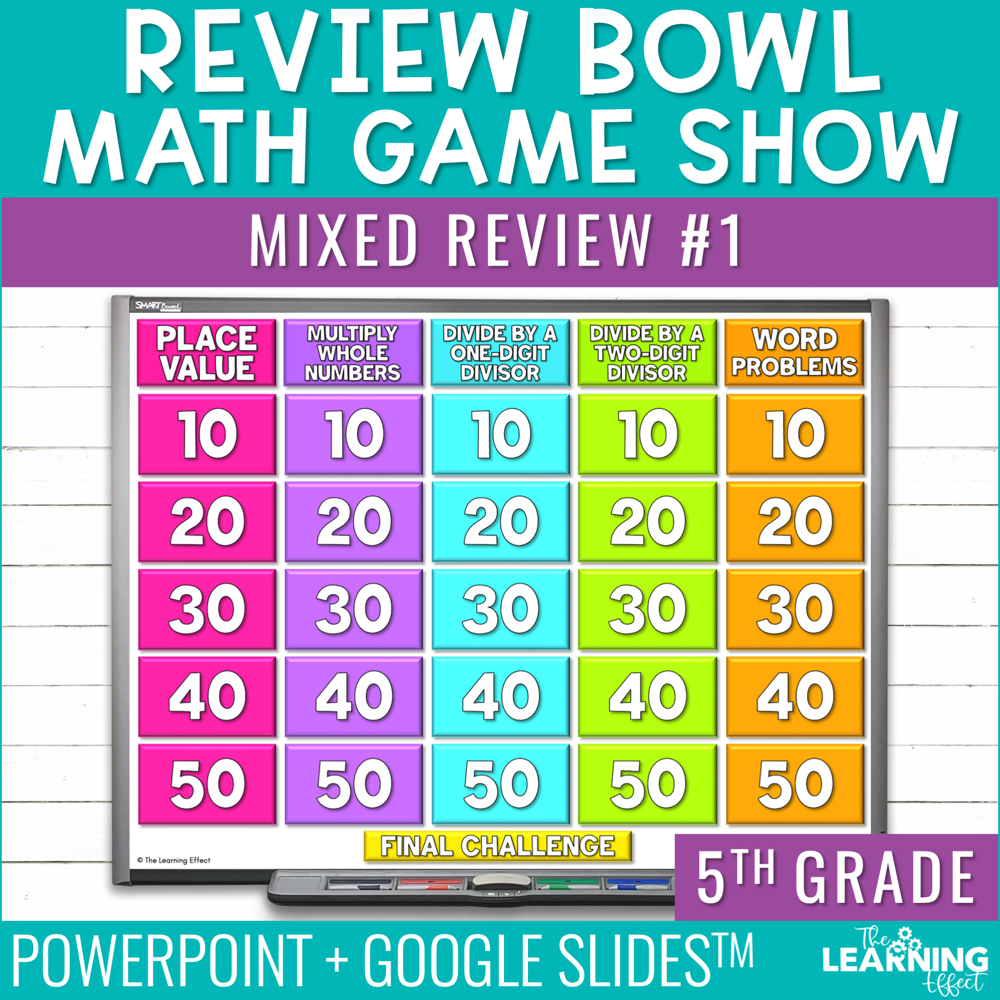 5th Grade Math Review #1 Game Show | End of Year Test Prep Activity