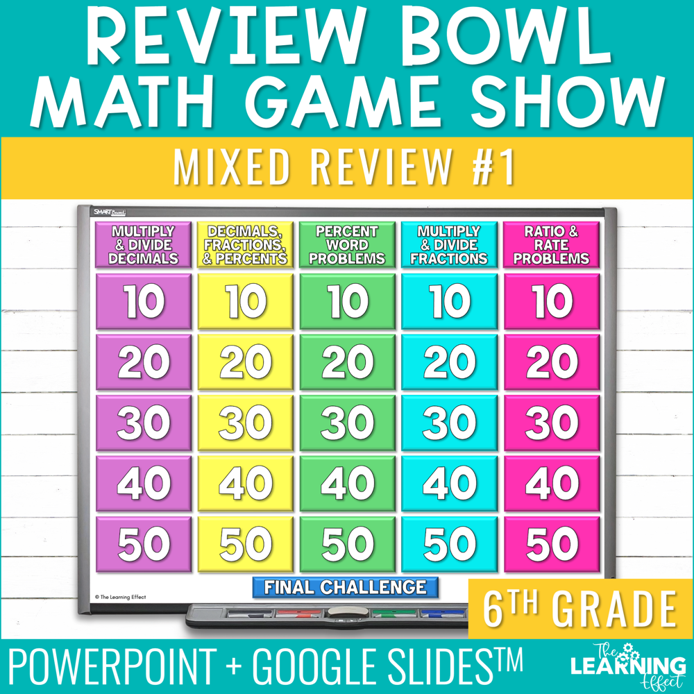 6th Grade Math Review #1 Game Show | End of Year Test Prep Activity