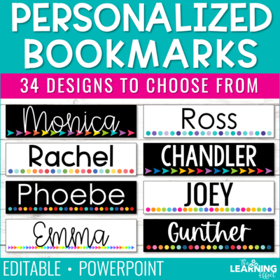 Editable Personalized Bookmarks or Desk Name Tags Plates | Student Gift