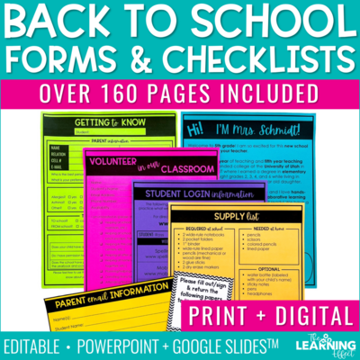 Back to School Forms, Checklists, and Templates | Editable Printables + Digital Forms
