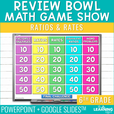 Ratios and Rates Game Show | 6th Grade Math Test Prep Activity